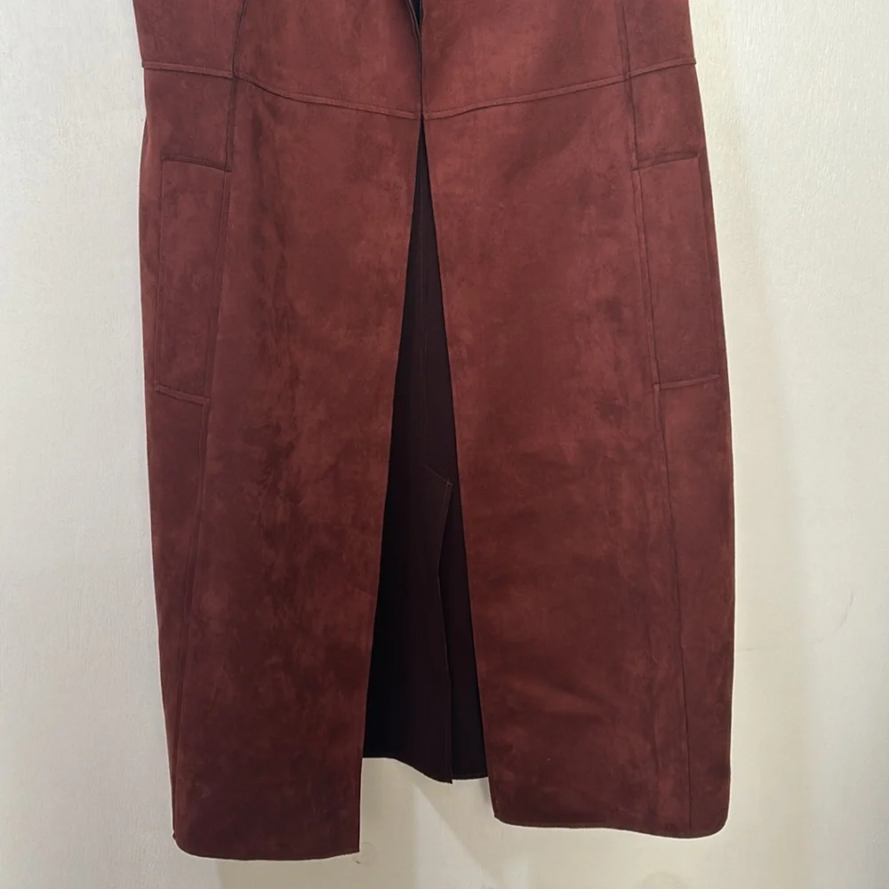 CHICO ELONGATED VEST WOMEN SIZE  8/10 BROWN FAUX SUEDE - Picture 5 of 14
